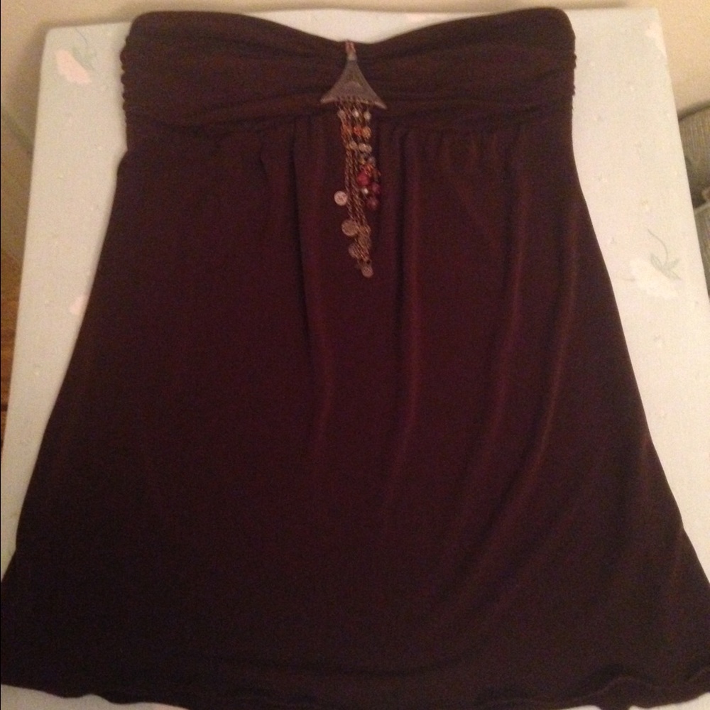Brown strapless top
